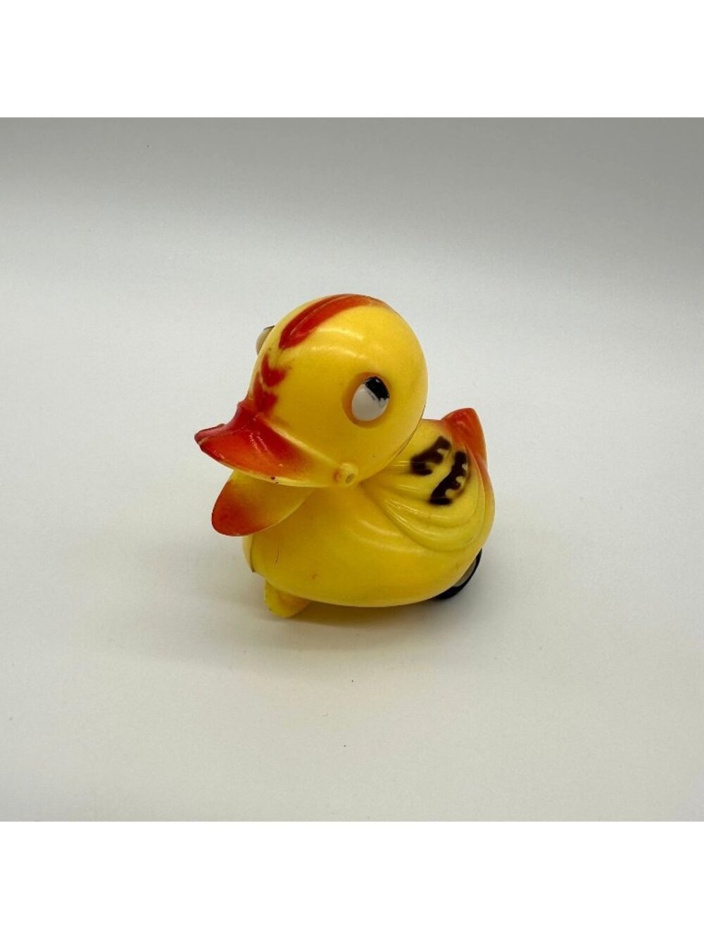 Vintage Yellow Duck Friction Toy Rolling Carnival Prize Quirky Mid Century
